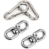 OUKEYI - 2 Ganchos giratorios de Acero Inoxidable M8 304 con Doble Extremo Giratorio- 2 mosquetones M8- Conector de…